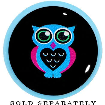 18mm Blue Acrylic Heart Owl Single Flare Plug