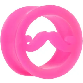 18mm Pink Silicone Dapper Mustache Tunnel Plug