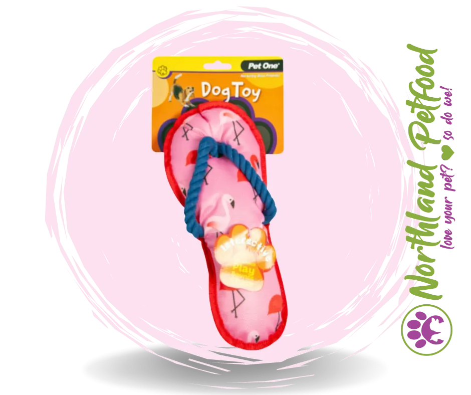 28CM Interactive Squeaky Flamingo Thong with Rope Dog Toy