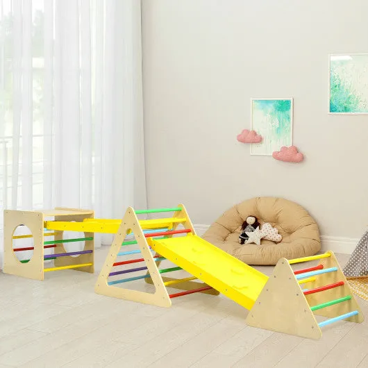 5 in 1 Kids Triangle Climber Play Gym Set With 2 Ramps