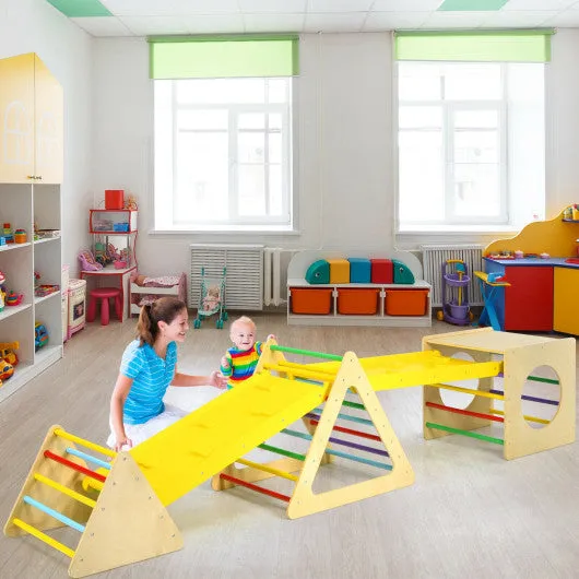 5 in 1 Kids Triangle Climber Play Gym Set With 2 Ramps