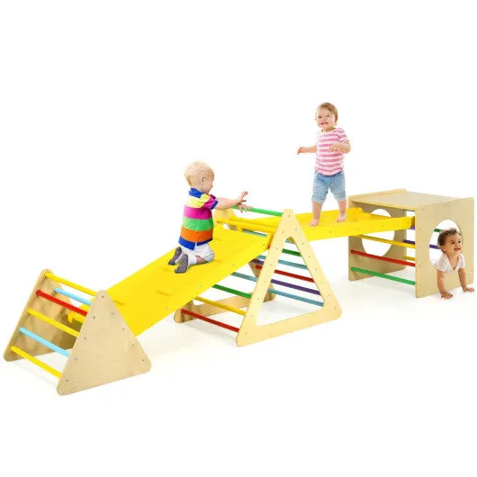 5 in 1 Kids Triangle Climber Play Gym Set With 2 Ramps