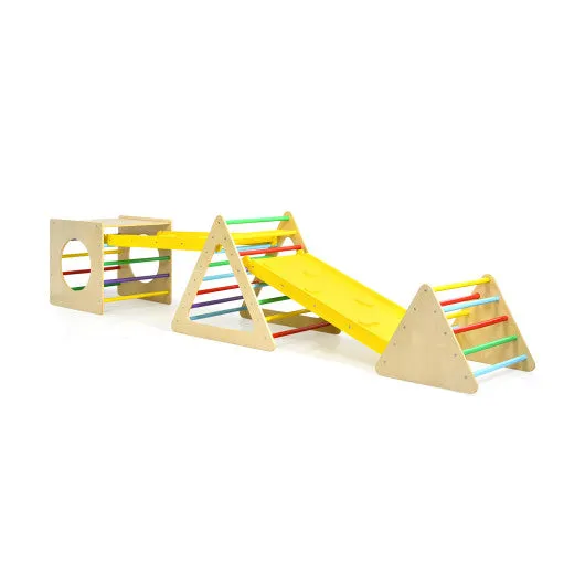 5 in 1 Kids Triangle Climber Play Gym Set With 2 Ramps