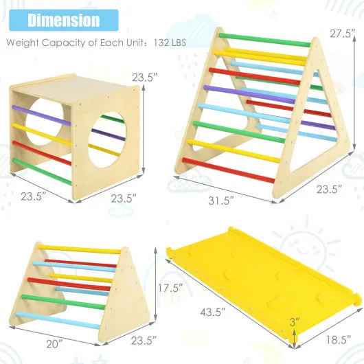 5 in 1 Kids Triangle Climber Play Gym Set With 2 Ramps