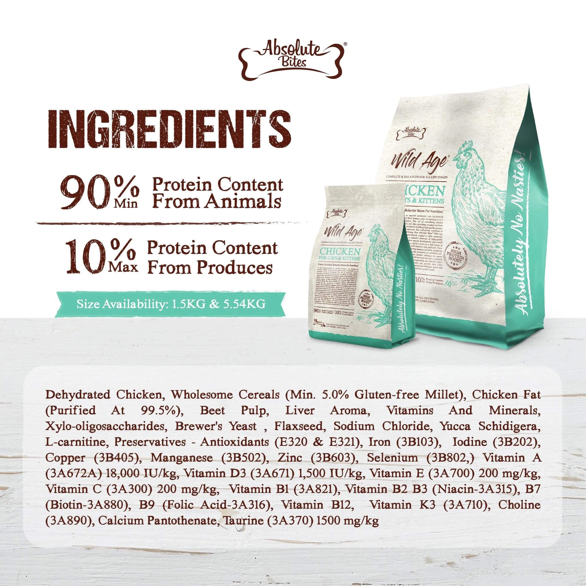 Absolute Bites Wild Age Dry Cat Food - Chicken (12lbs)