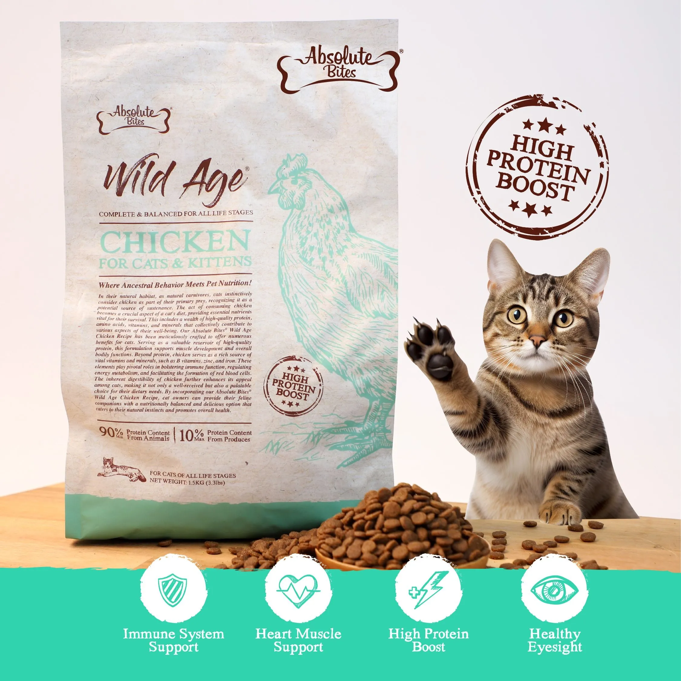 Absolute Bites Wild Age Dry Cat Food - Chicken (12lbs)