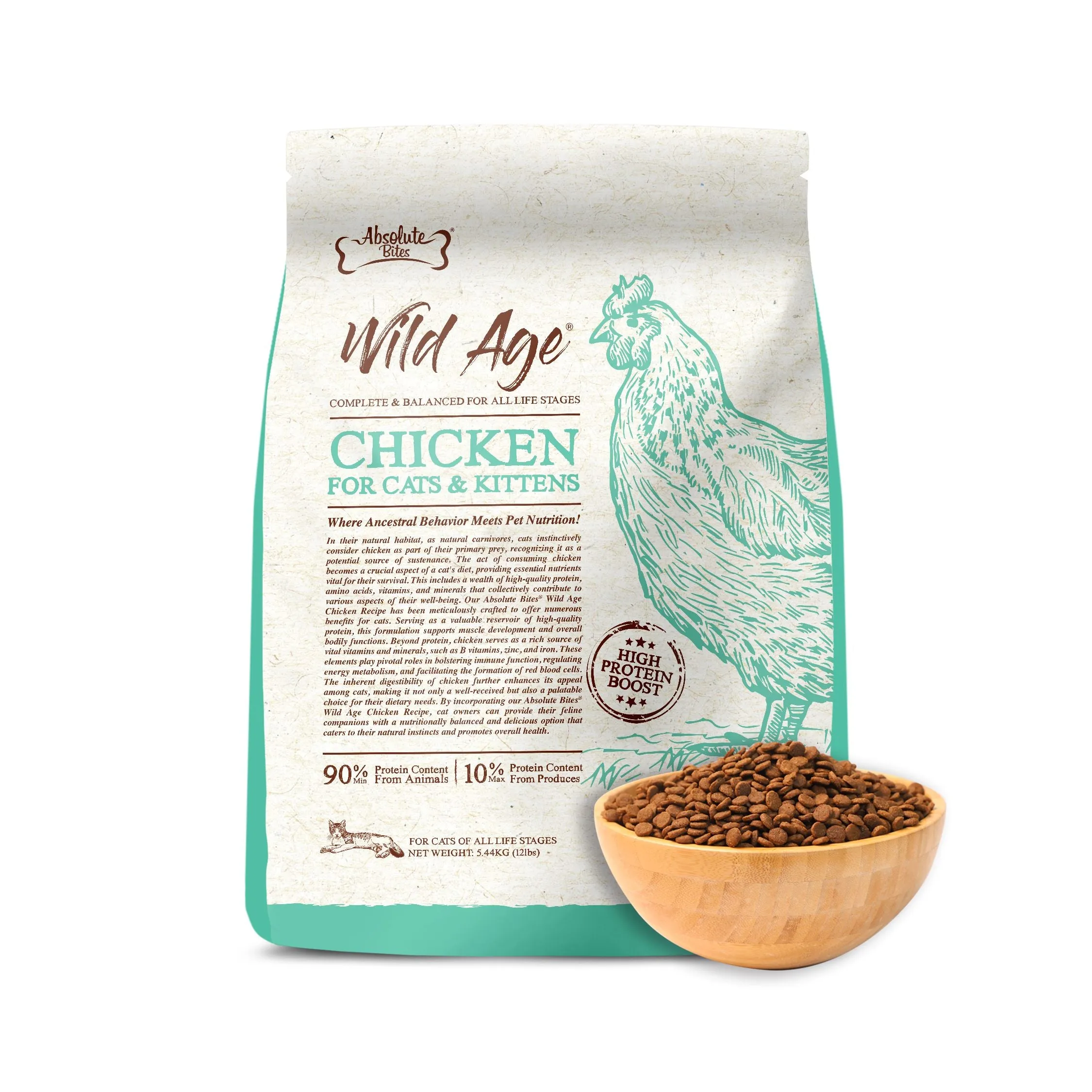 Absolute Bites Wild Age Dry Cat Food - Chicken (12lbs)