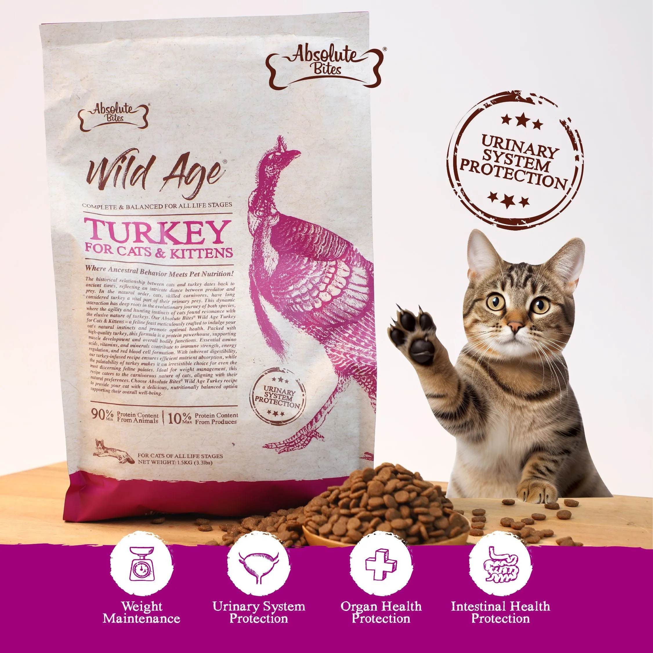 Absolute Bites Wild Age Dry Cat Food - Turkey (3.3lbs)