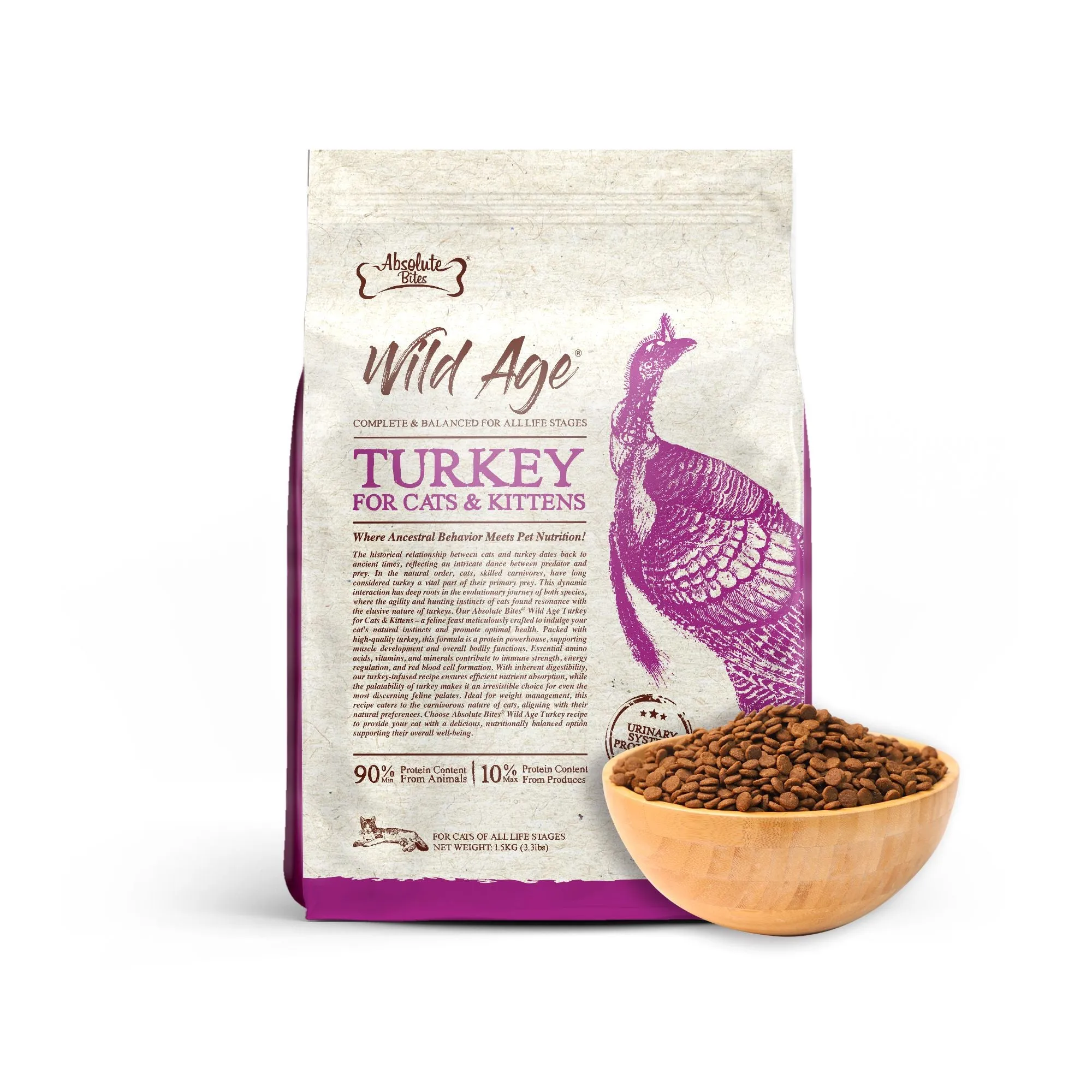 Absolute Bites Wild Age Dry Cat Food - Turkey (3.3lbs)