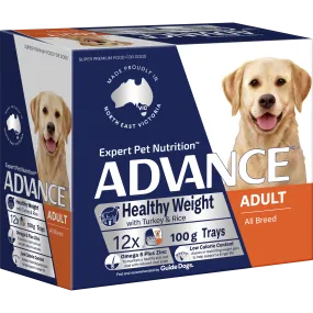 Advance Turkey And Rice Healthy Weight All Breed Adult Wet Dog Food Trays 100g x 12