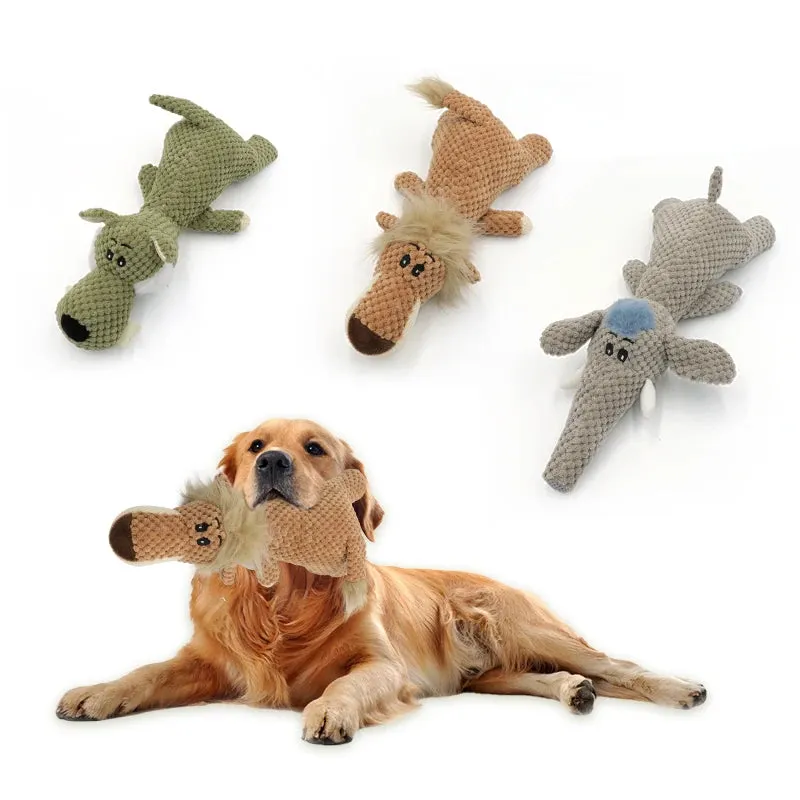 Animal-Shaped Cornvelvet Plush Dog Toy – Bite-Resistant Chew Toy with Sound