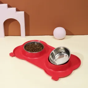 Antislip Double Dog Bowl With Silicone Mat designed to not slip