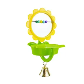 Avian Care Flower Mirror With Beads Cup Perch
