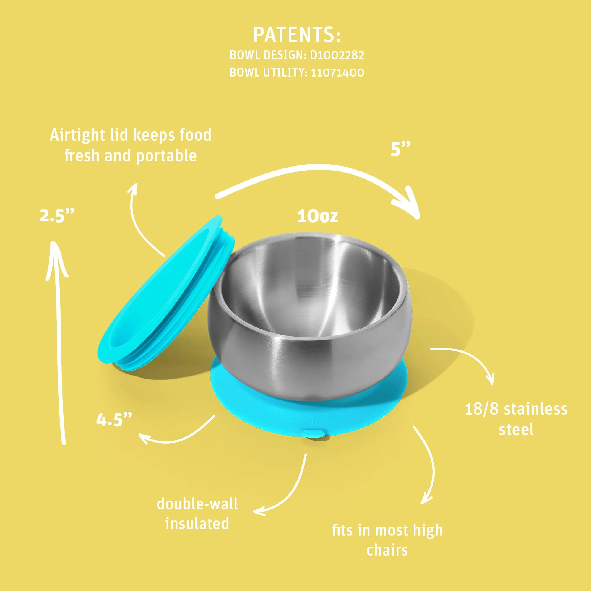 Baby Bowl   Storage Lid | Stainless Steel & Silicone
