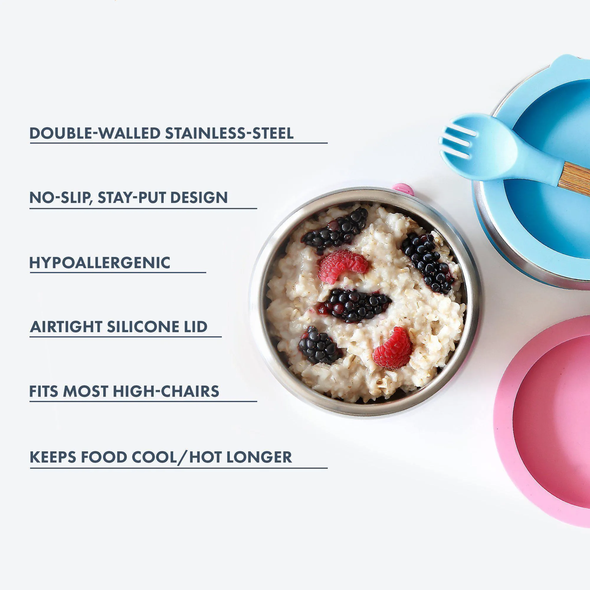 Baby Bowl   Storage Lid | Stainless Steel & Silicone