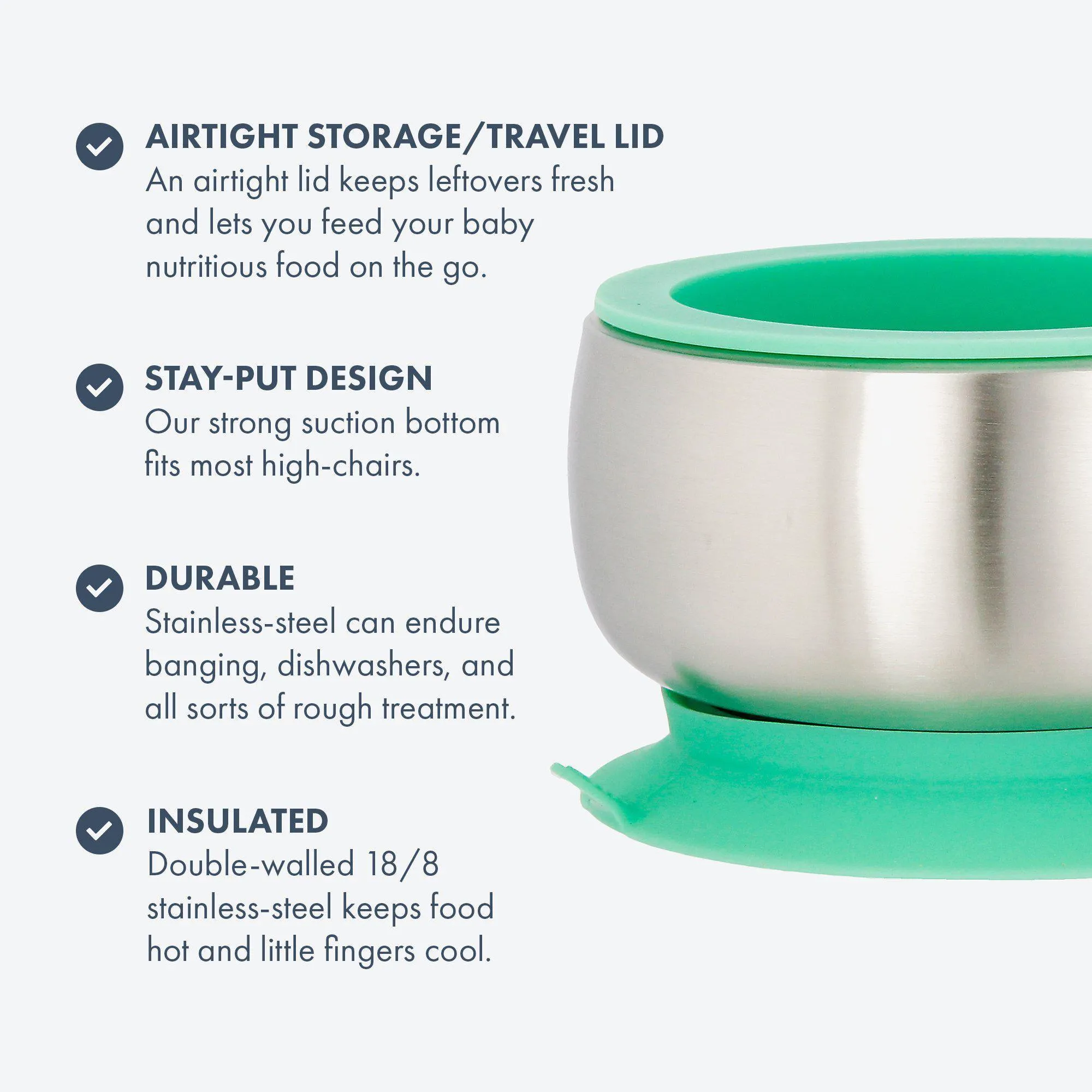 Baby Bowl   Storage Lid | Stainless Steel & Silicone