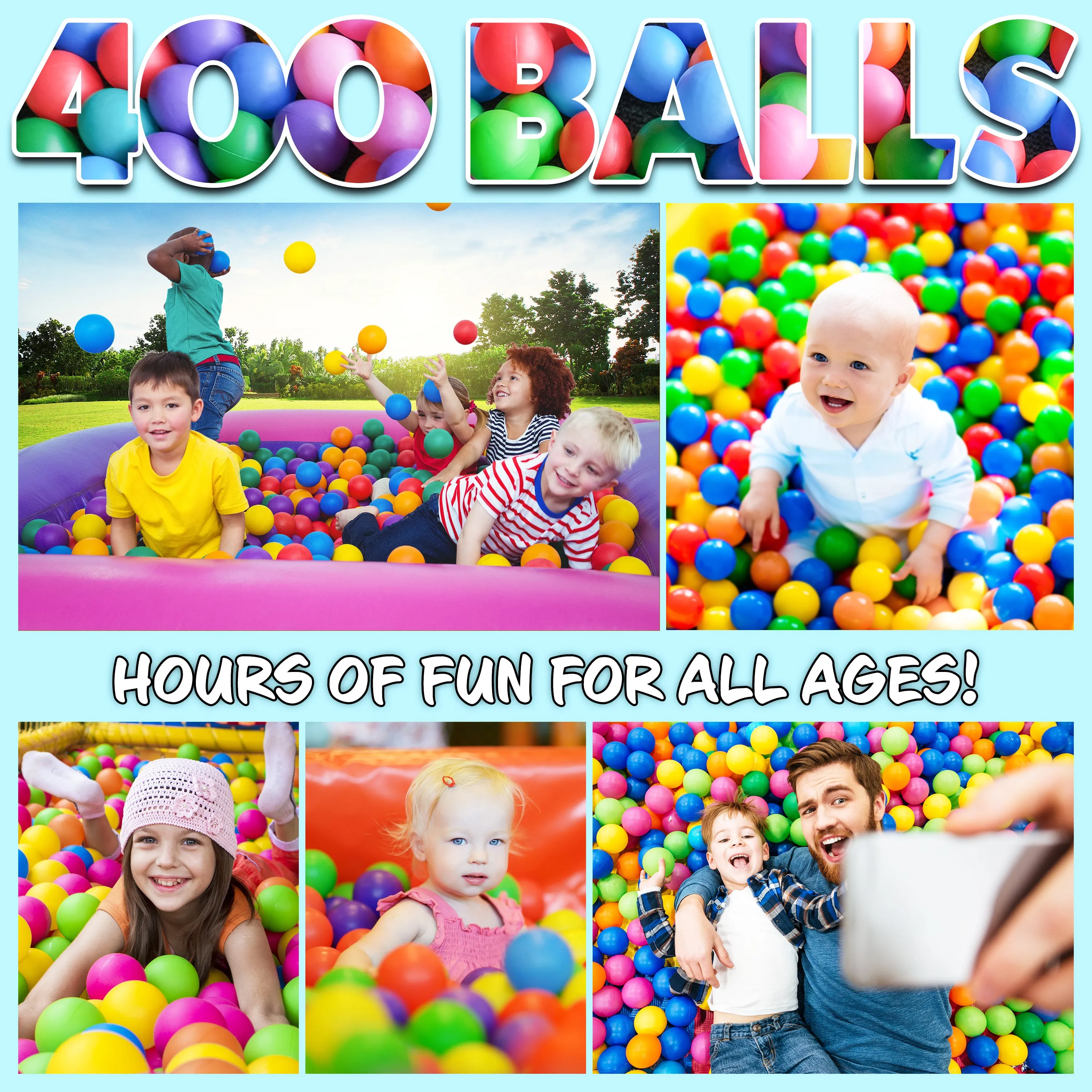 Ball Pit Balls Summer Outdoor Indoor Soft Balls - 400 Balls