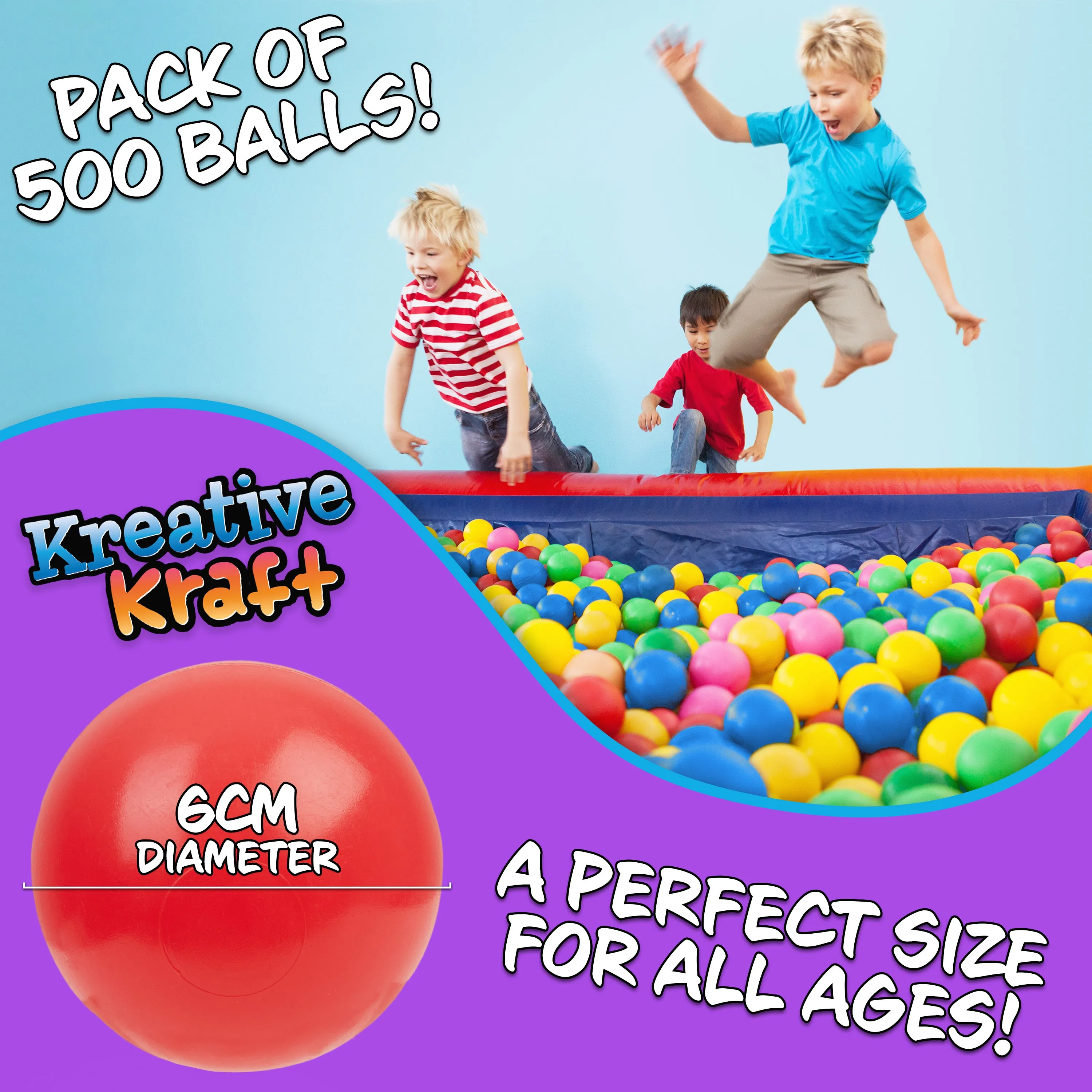 Ball Pit Balls Summer Outdoor Indoor Soft Balls for Kids - 500 BALLS