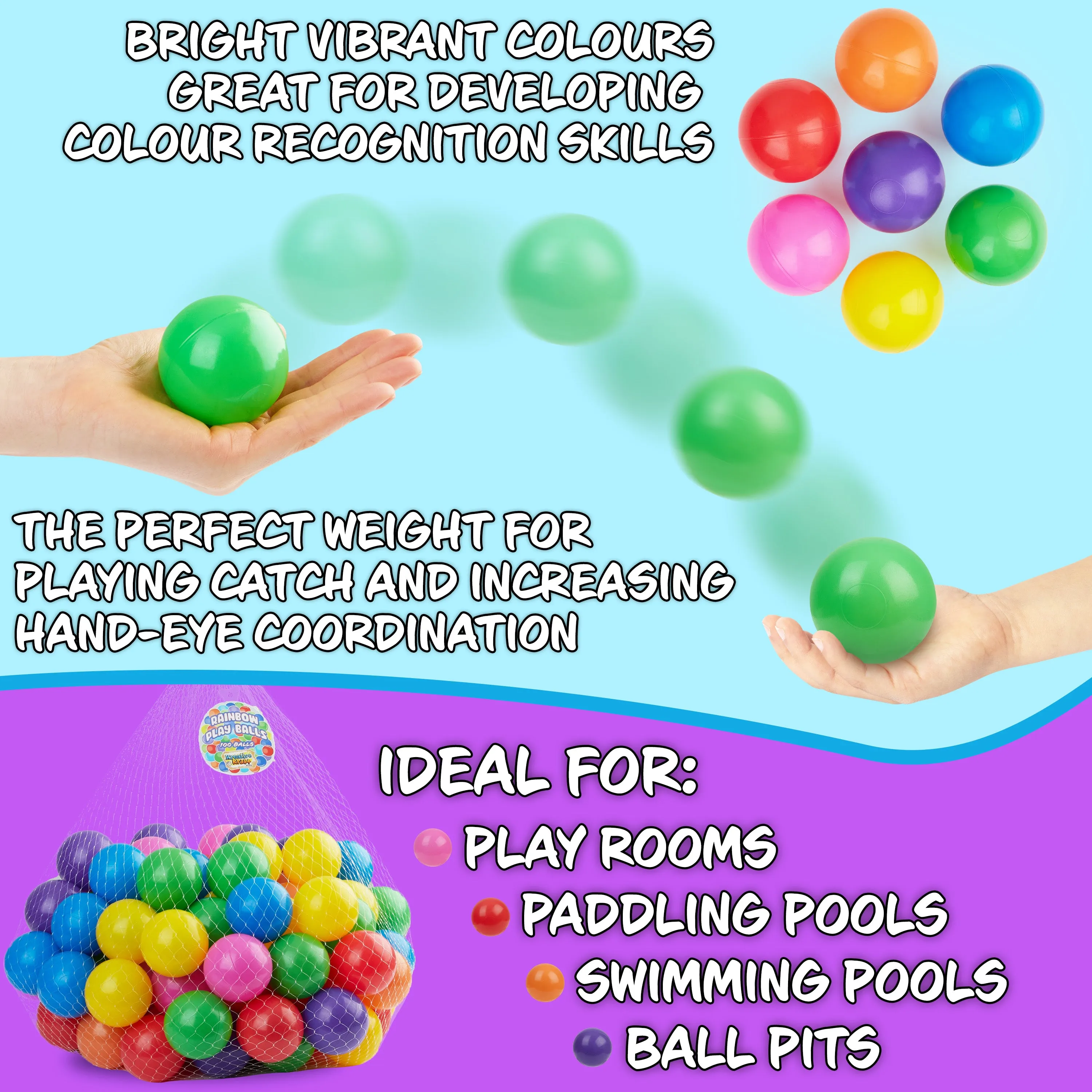 Ball Pit Balls Summer Outdoor Indoor Soft Balls for Kids - 500 BALLS