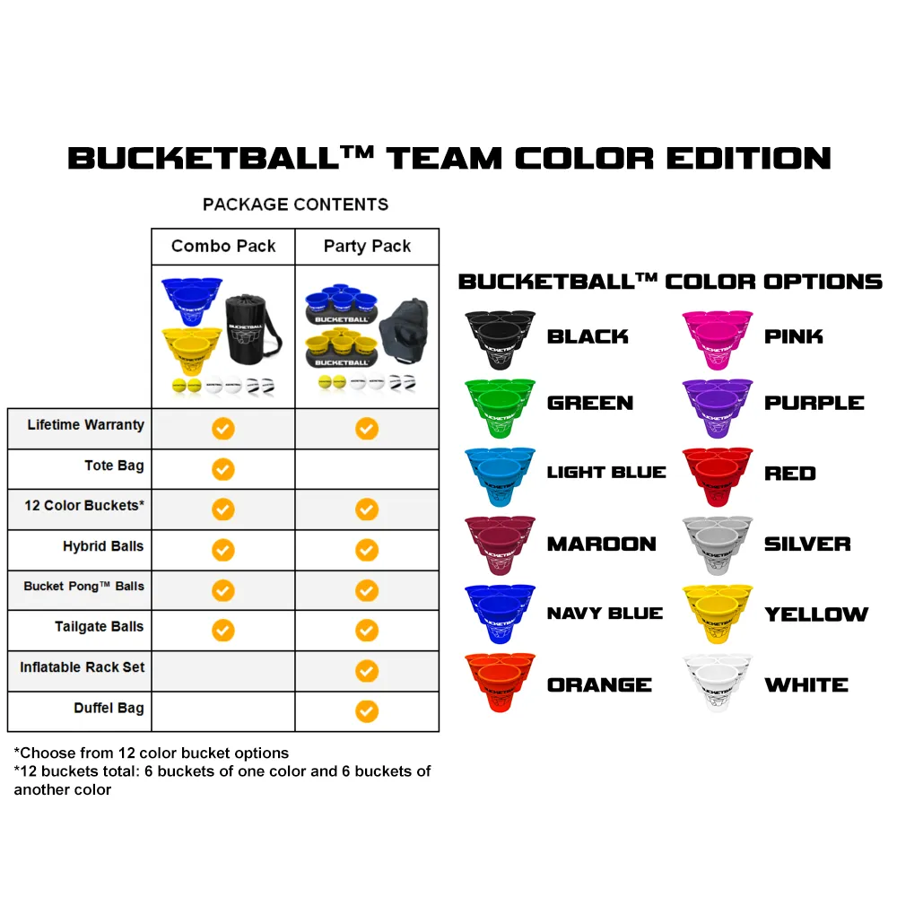 BucketBall - Team Color Edition - Party Pack (Black/White)