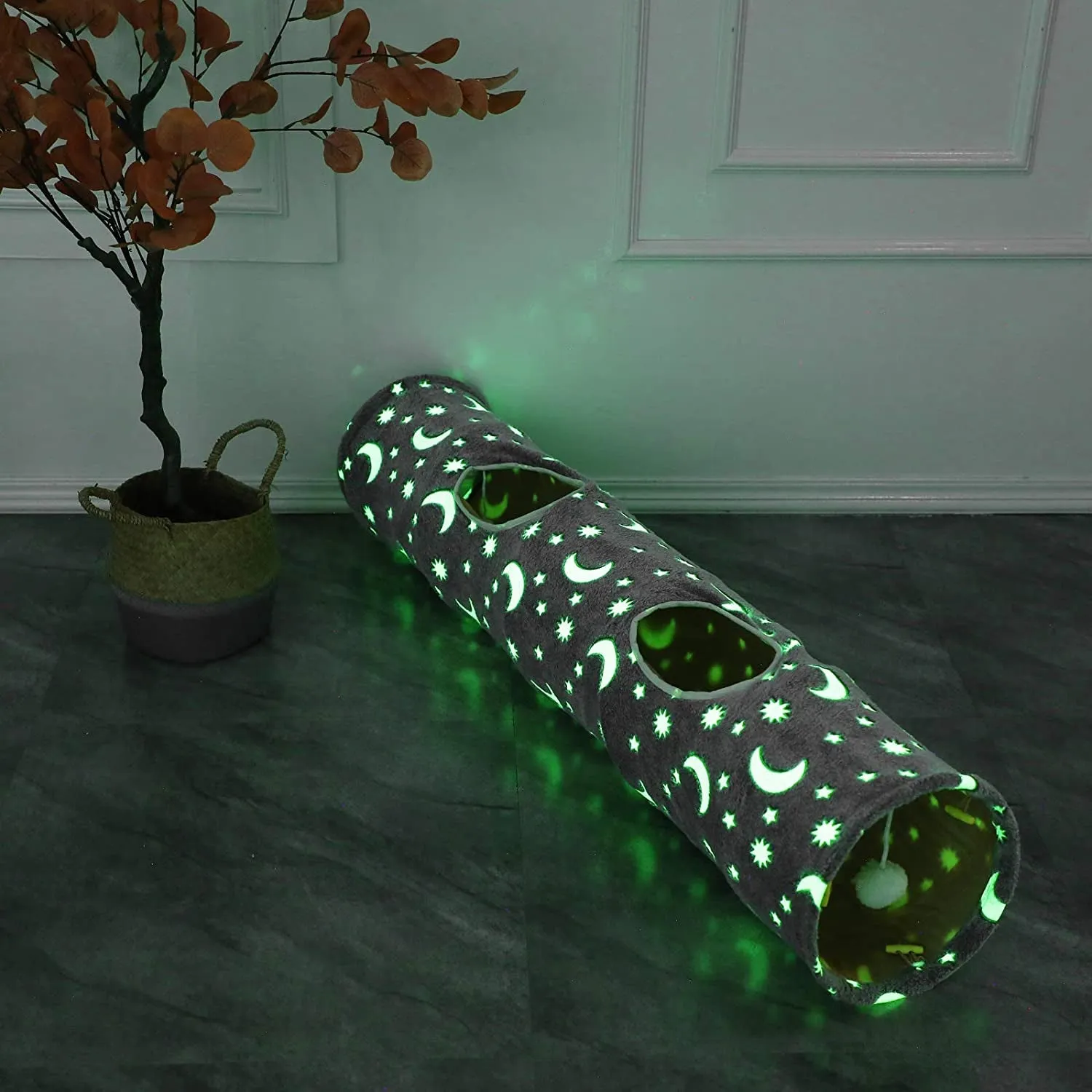 Cat Tunnel Tube with Plush Ball Toys Collapsible