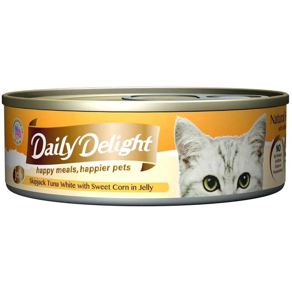Daily Delight Skipjack Tuna White with Sweet Corn in Jelly Canned Cat Food 80g