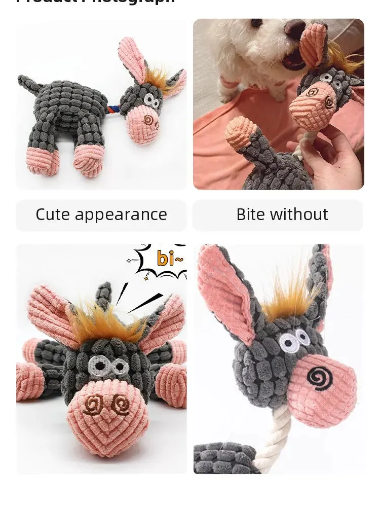 Durable Donkey-Shaped Dog Toy with Squeaker for Dental Health and Interactive Play