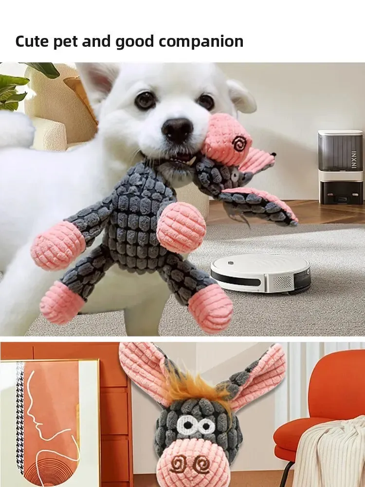Durable Donkey-Shaped Dog Toy with Squeaker for Dental Health and Interactive Play
