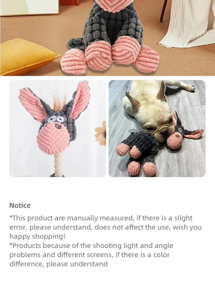 Durable Donkey-Shaped Dog Toy with Squeaker for Dental Health and Interactive Play