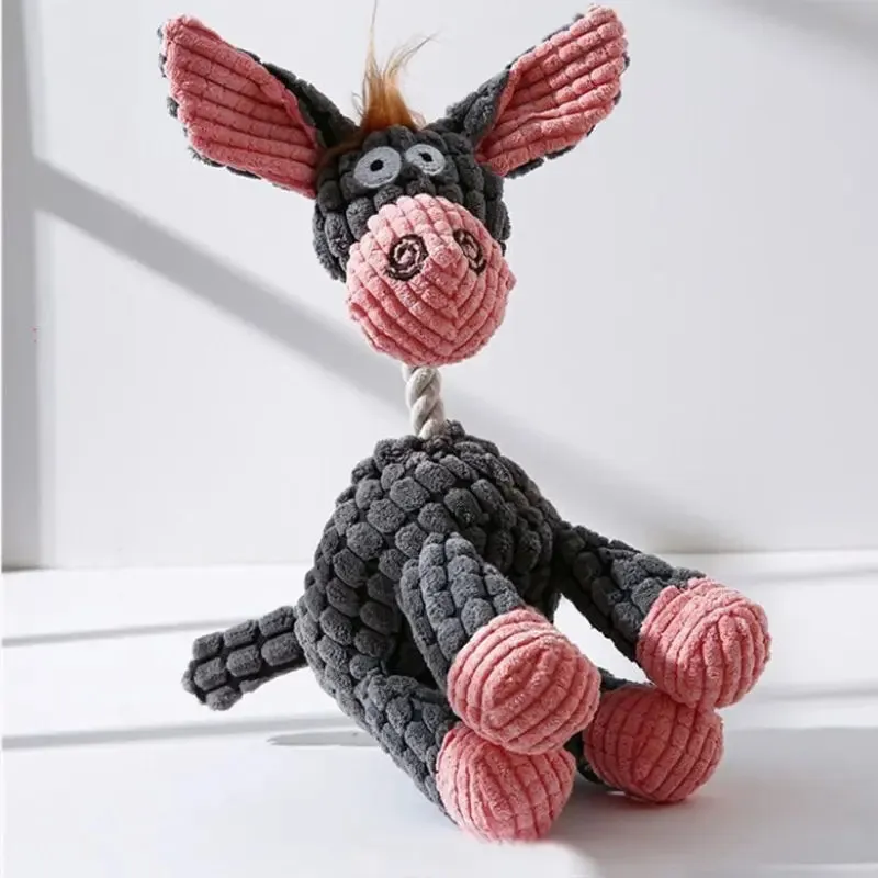 Durable Donkey-Shaped Dog Toy with Squeaker for Dental Health and Interactive Play