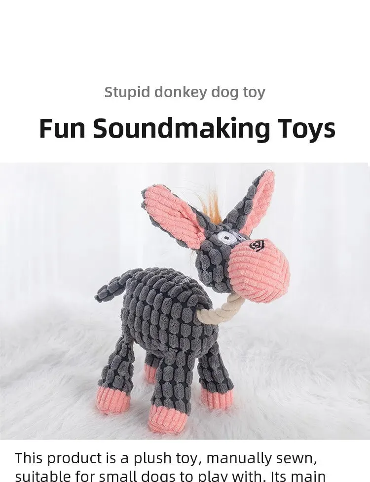 Durable Donkey-Shaped Dog Toy with Squeaker for Dental Health and Interactive Play