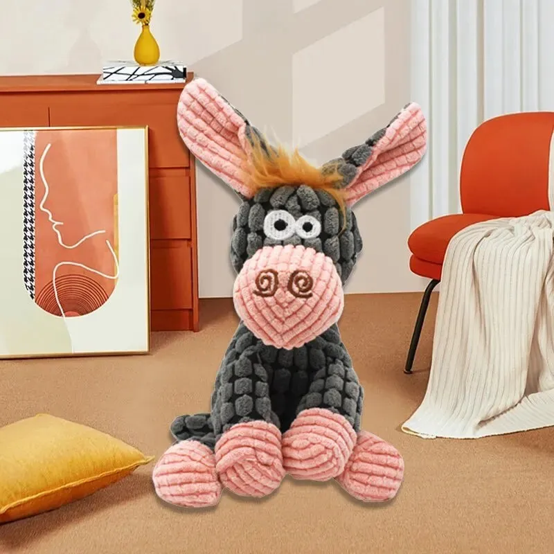 Durable Donkey-Shaped Dog Toy with Squeaker for Dental Health and Interactive Play
