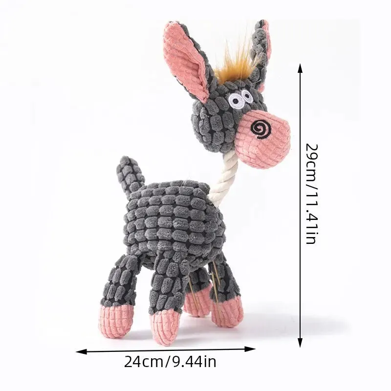 Durable Donkey-Shaped Dog Toy with Squeaker for Dental Health and Interactive Play