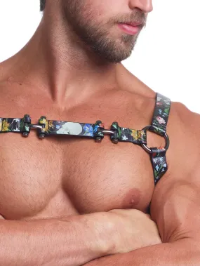 Dutch Floral Leather Harness Black
