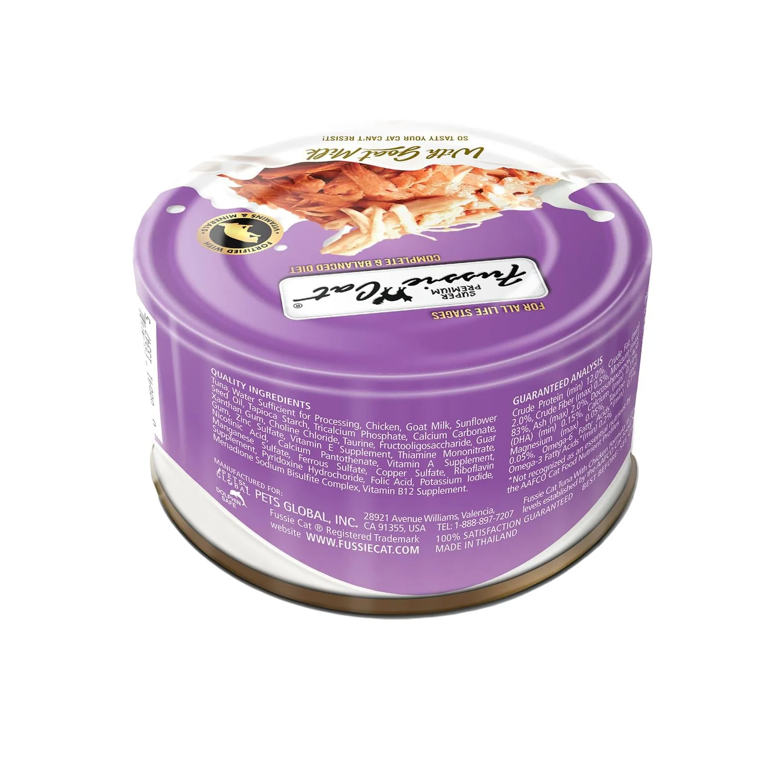 Fussie Cat Tuna with Chicken Formula in Goat Milk Gravy Wet Cat Food Can, 2.47-oz