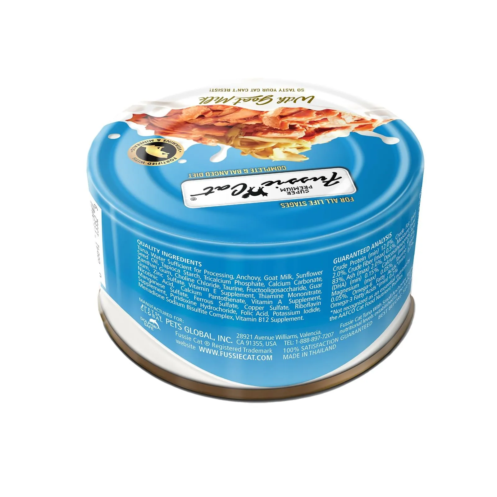 Fussie Cat Tuna with Small Anchovies Formula in Goat Milk Gravy Wet Cat Food Can, 2.47-oz