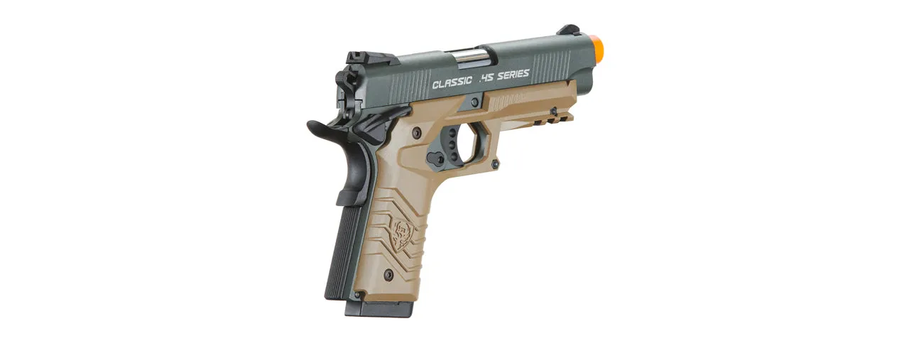 HFC Classic .45 Series Metal Green Gas Blowback Airsoft Pistol (Color: Black & Dark Earth)