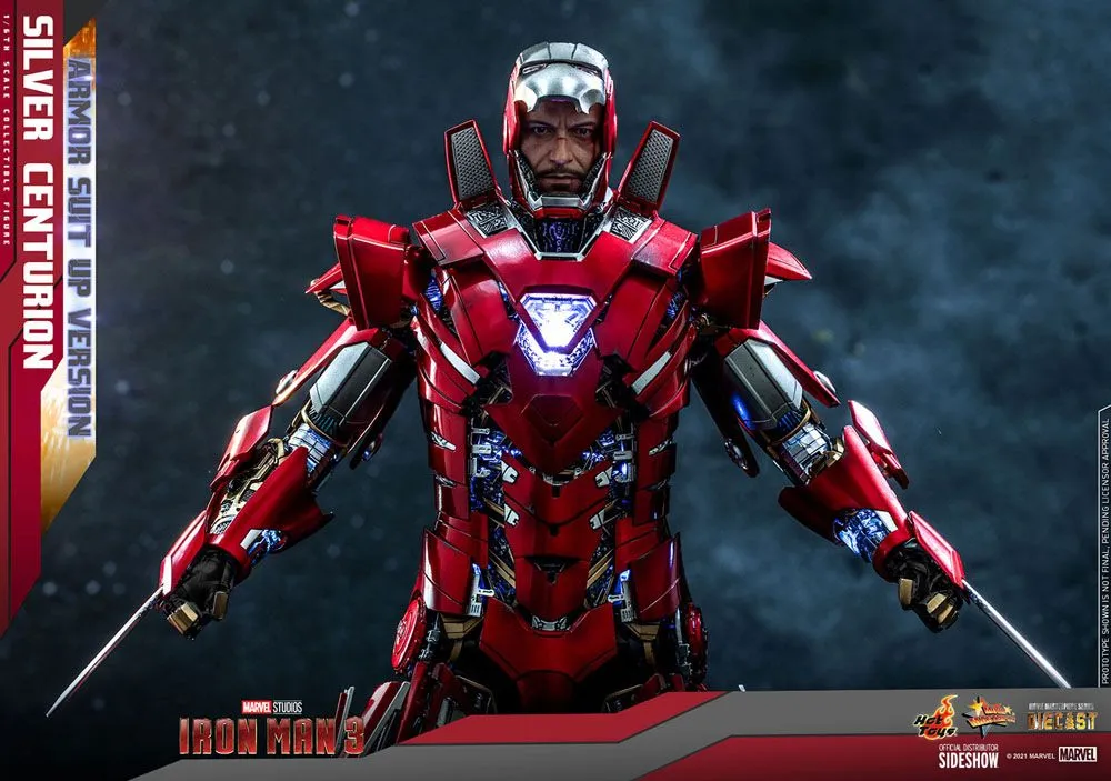 Iron Man 3 Movie Masterpiece Action Figure 1/6 Silver Centurion (Armor Suit Up Version) 32 Cm