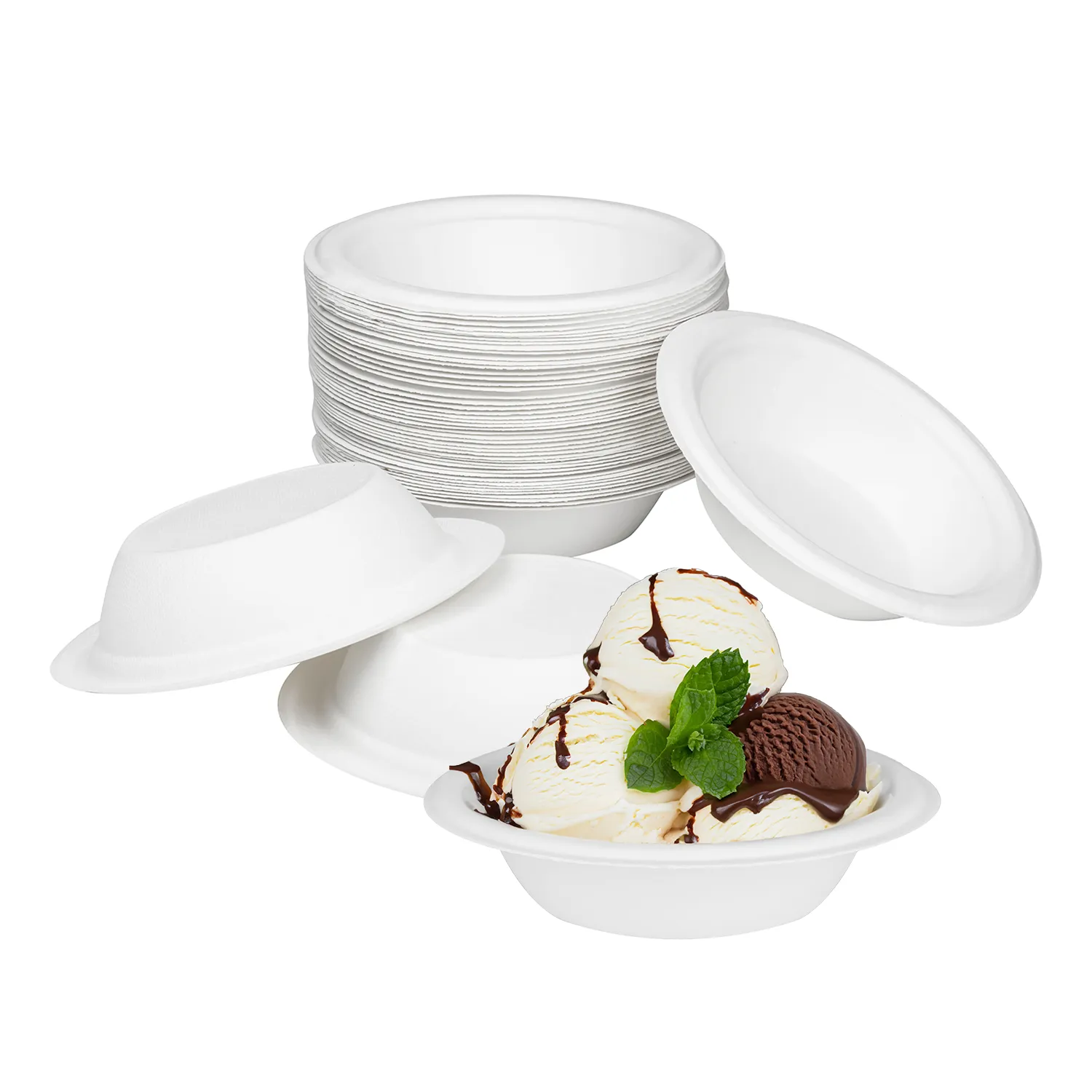 Karat Earth 12oz PFAS Free Eco-Friendly Bagasse Round Bowl, White - 1,000 pcs