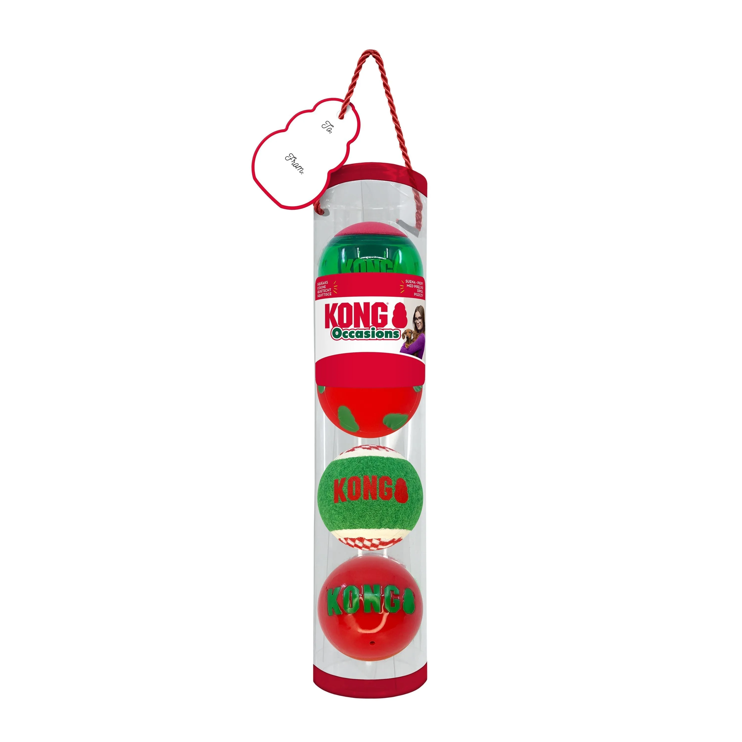 KONG Christmas Occasions Balls Medium 4 Pack Dog Toy***