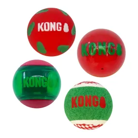 KONG Christmas Occasions Balls Medium 4 Pack Dog Toy***