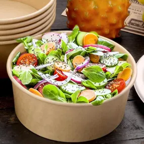 KRAFT SALAD BOWL WITH PET LID-BROWN- (25 PCS PACK)