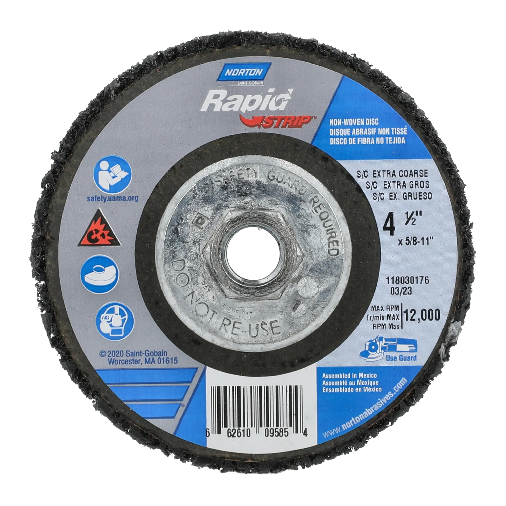 Norton 4-1/2 x 5/8 - 11 In. Bear-Tex Rapid Strip Non-Woven Disc SC XC Grit T27 10 Count