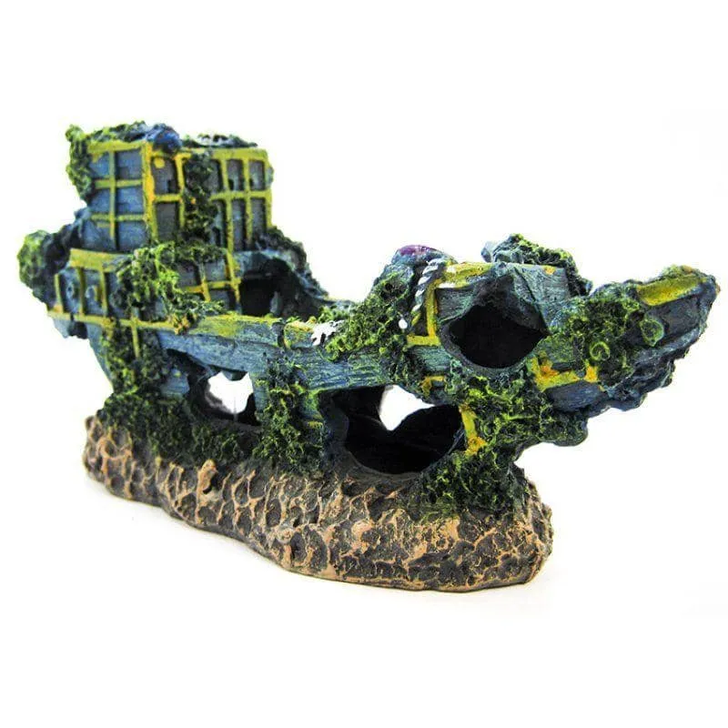 Penn Plax Sunken Ship Aquarium Decor - Medium - 12"L x 3.5"W x 6.5"H