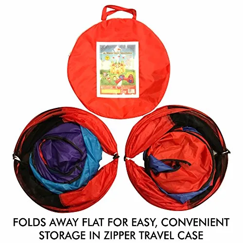 Playz 4pc Pop Up Children Play Tent w/ 2 Crawl Tunnel & 2 Tents - Kids Tents for Boys, Girls, Babies & Toddlers for Indoor & Outdoor - Large Children Playhouse Ball Pit w/ Storage Case