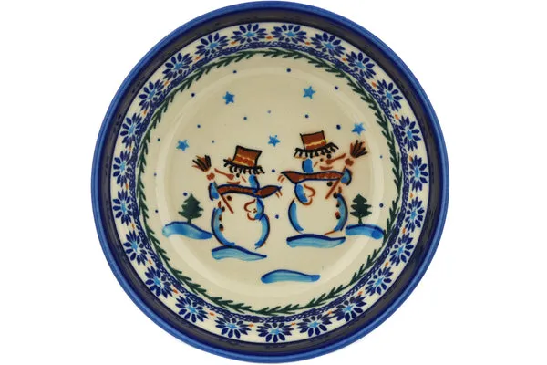 Polish Pottery 7" Bowl Friendly Snowmen