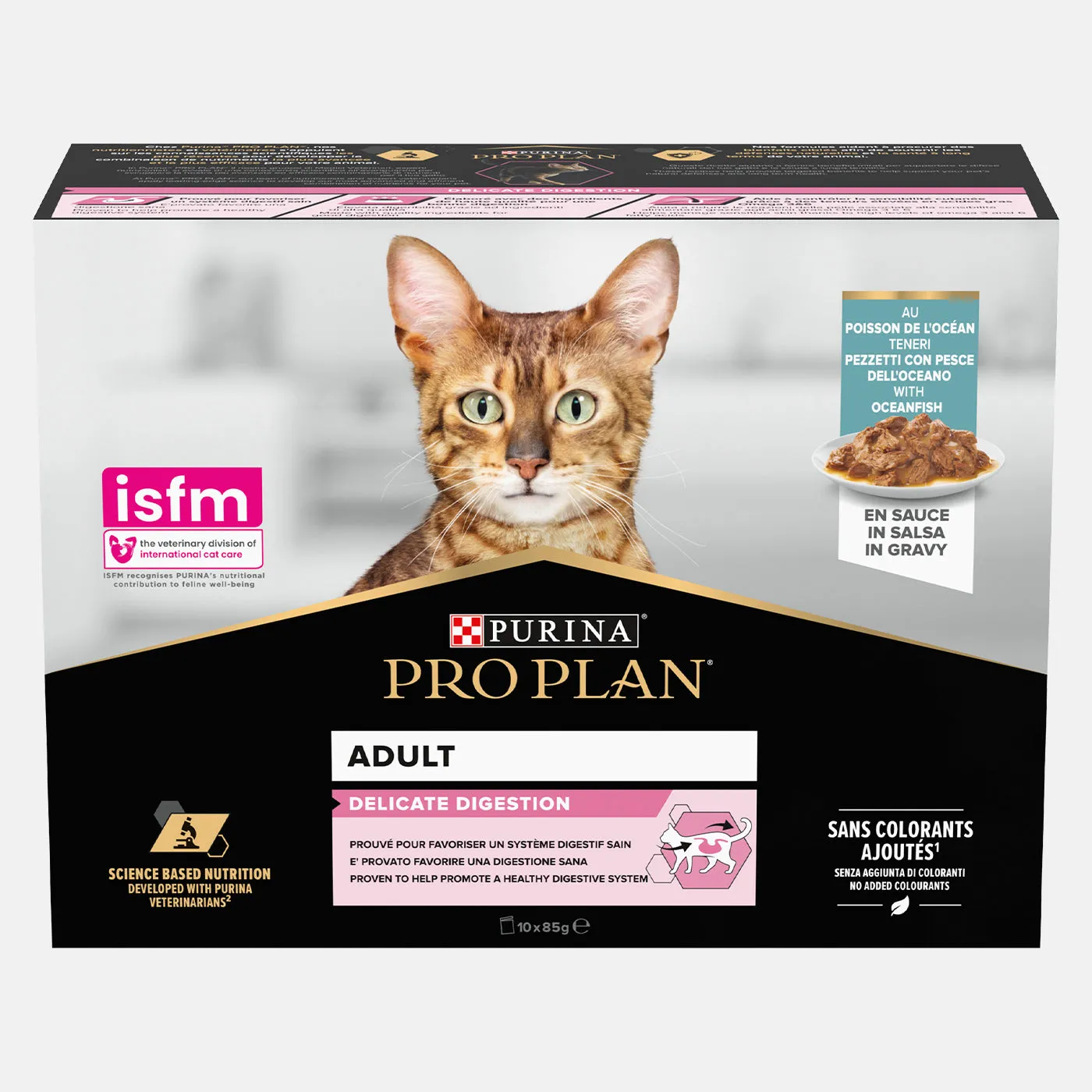 PRO PLAN Cat 1  Delicate Digestion with Ocean Fish in Gravy Wet Food (10 x 85g)