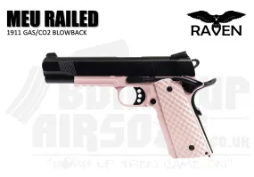 Raven 1911 MEU Railed GBB Airsoft Pistol - Black/Pink
