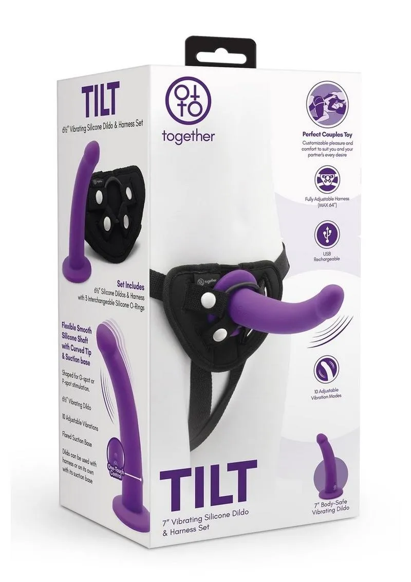 Together Toys Tilt Silicone 6.5in Dildo and Harness