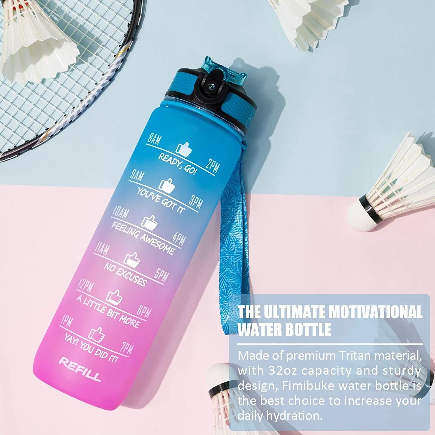 Unbreakable Water Bottle 1000 ML with Motivational Time Marker for adults,Water Bottle for Office, Sports, Gym, School
